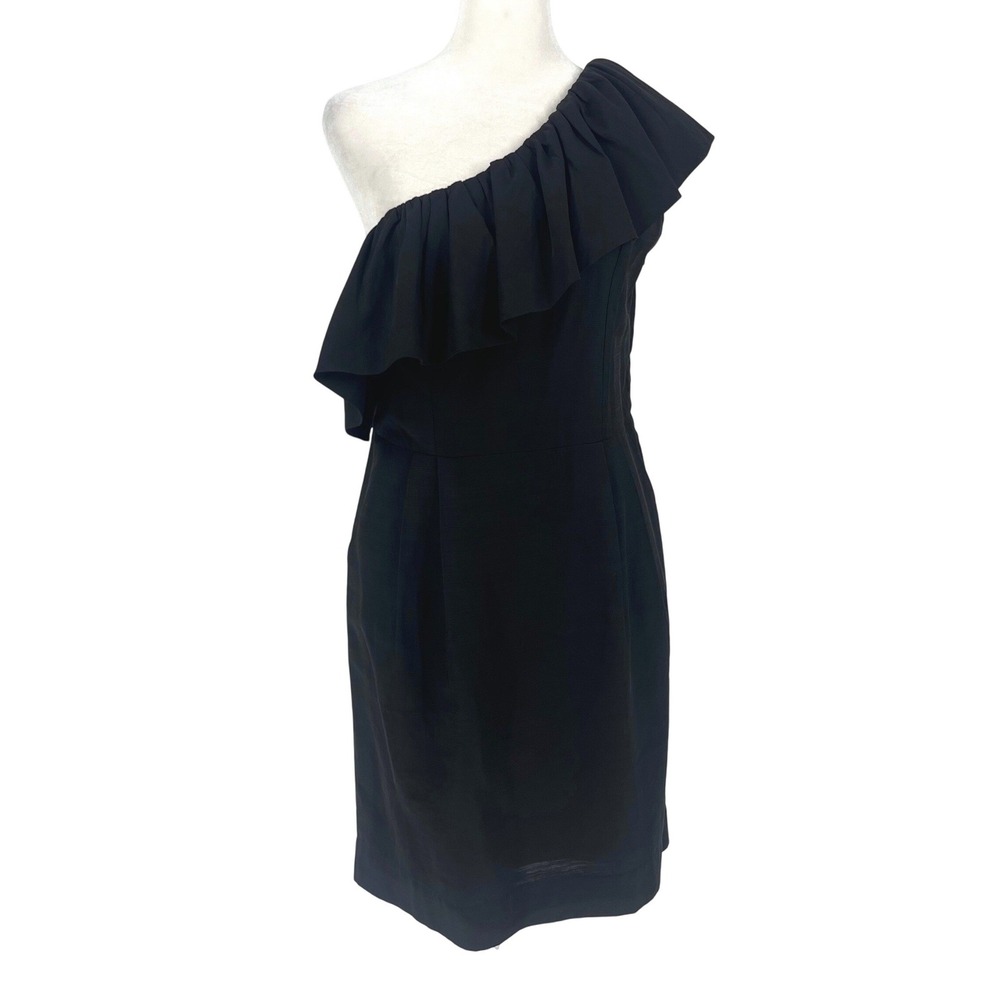 Deja Vu Asymmetrical Black Dress Womens Medium Ruffle Formal Cocktail Party NEW